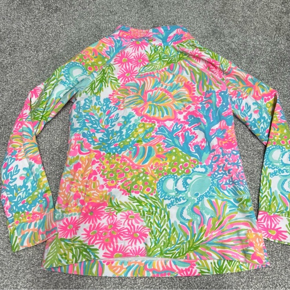 Lilly Pulitzer Sweatshirt Womens Small Floral Skipper Multi 1/2-zip 33261 - Picture 8 of 9